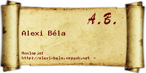 Alexi Béla névjegykártya